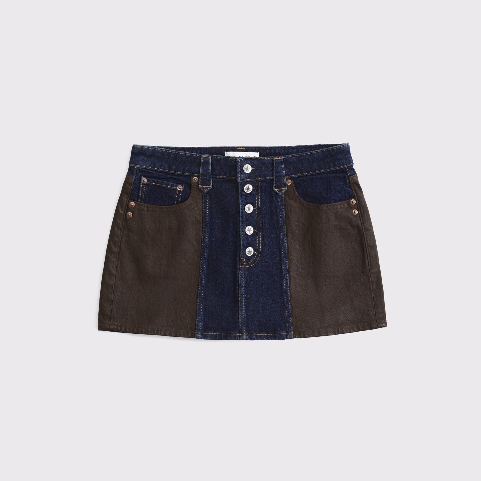 Abercrombie Curve Love Mixed Fabric Denim Mini Skirt