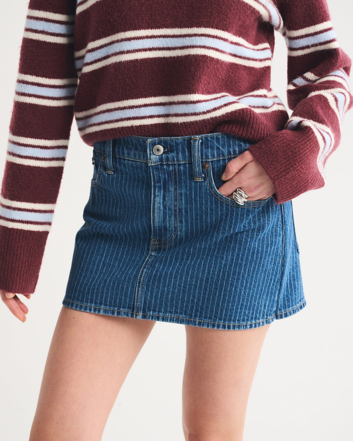 Abercrombie Mid Rise Denim Mini Skort