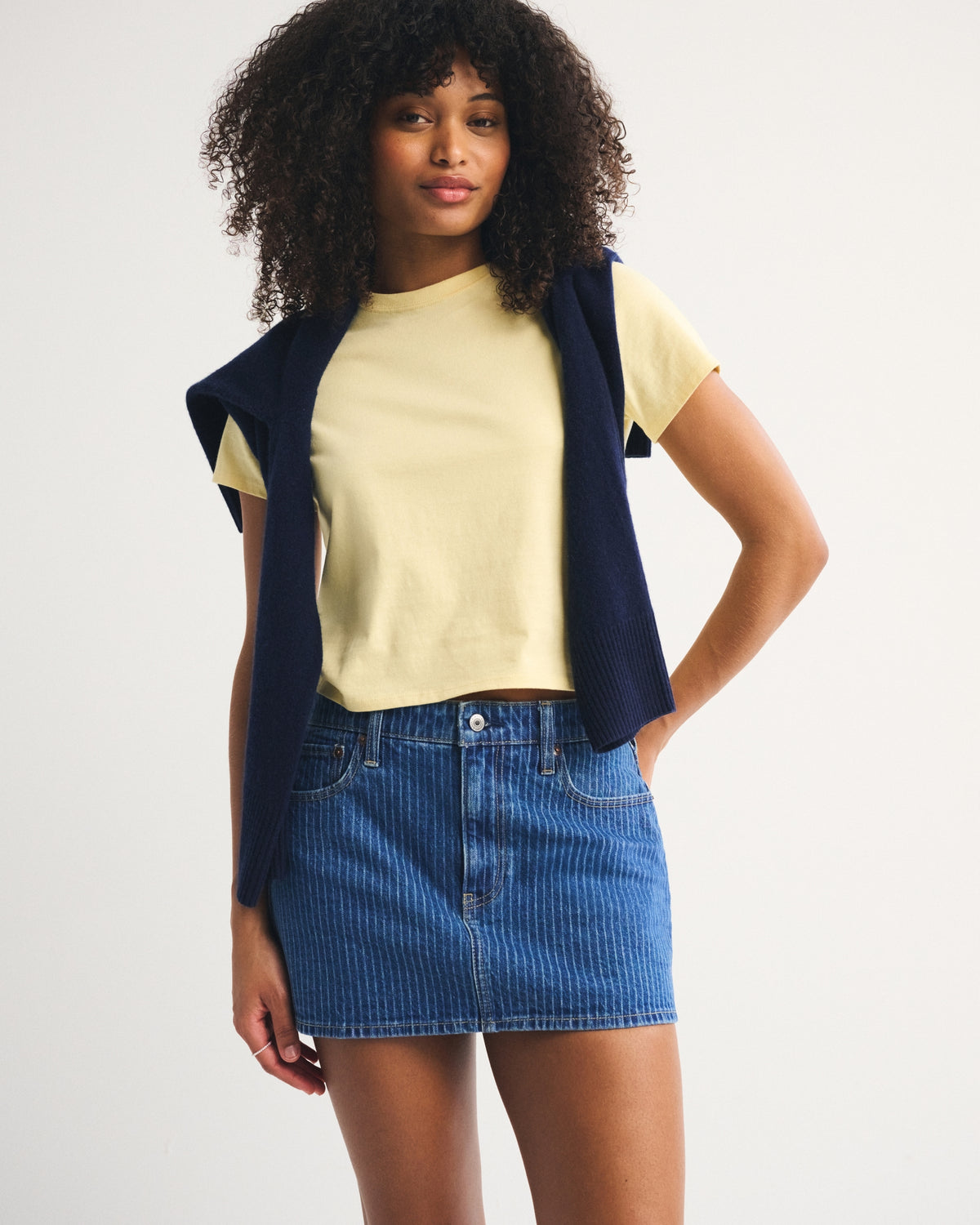 Abercrombie Curve Love Mid Rise Denim Mini Skort