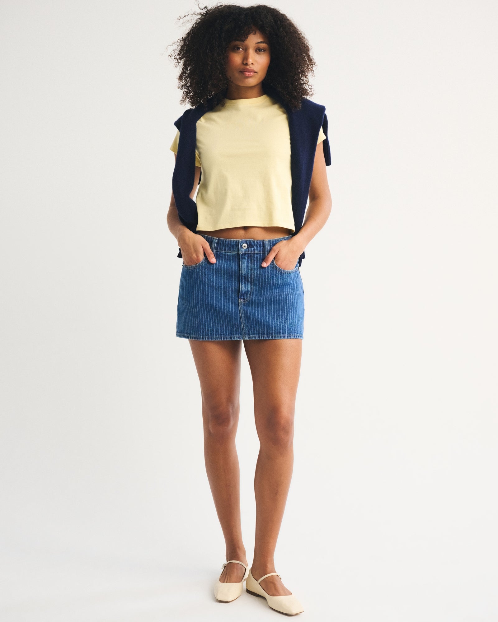 Abercrombie Curve Love Mid Rise Denim Mini Skort