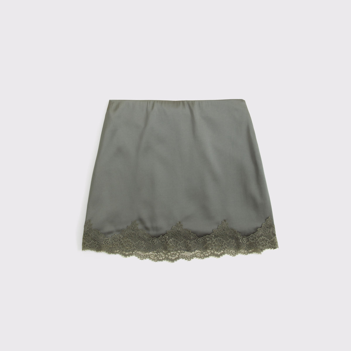 Abercrombie The A&F Scarlett Lace-Trim Satin Mini Skort