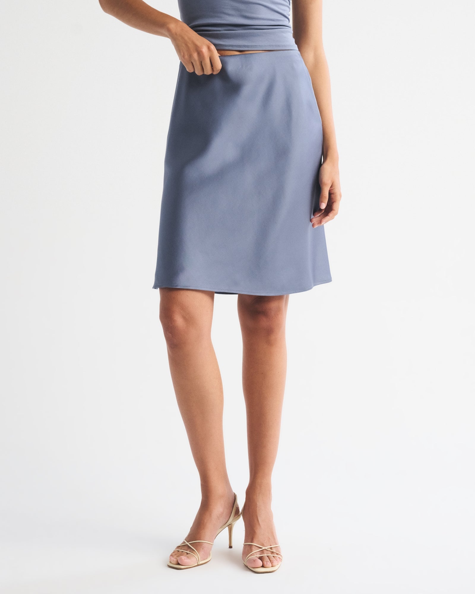 Abercrombie High Rise Satin Midi Skirt