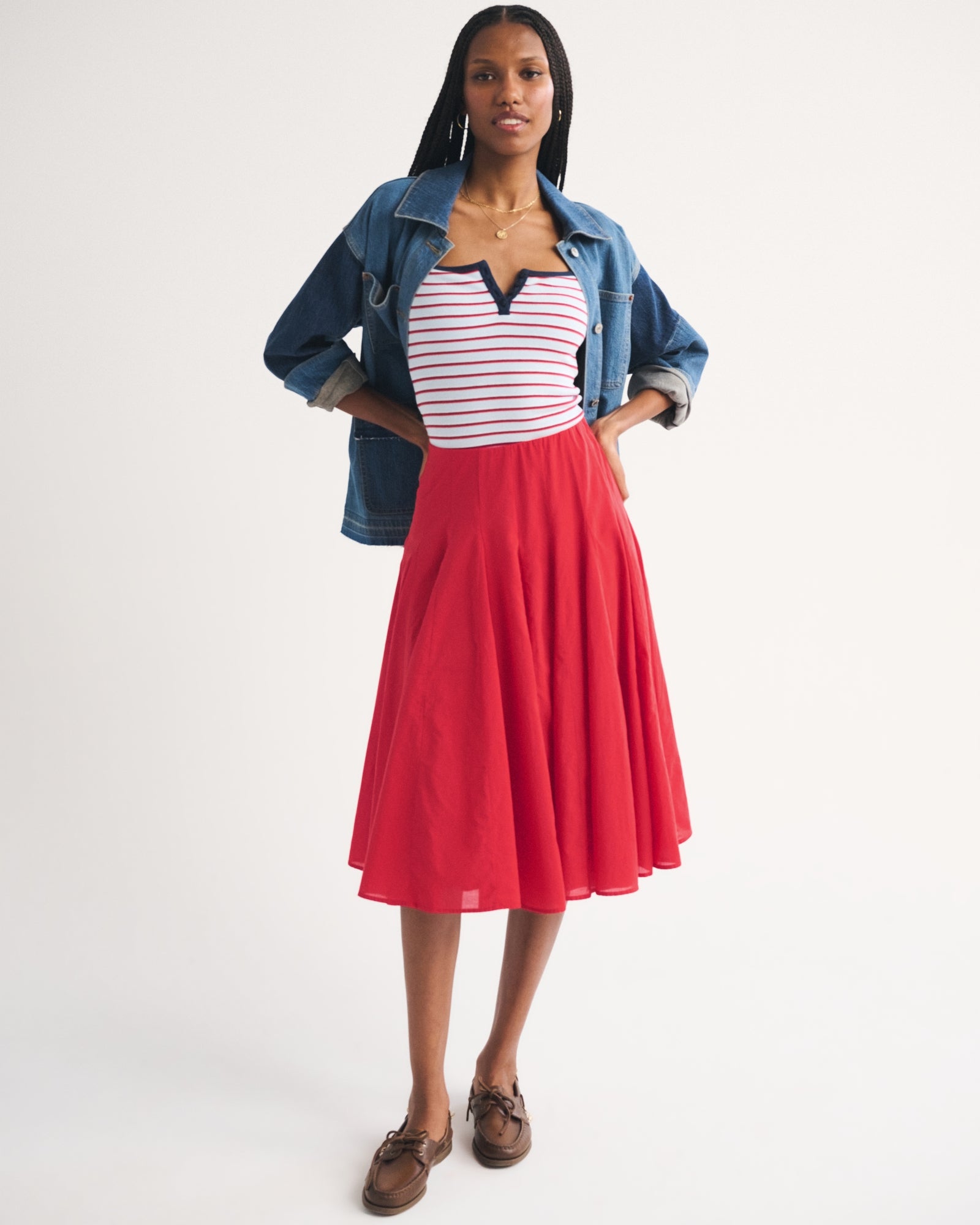 Abercrombie 100% Cotton Godet Midi Skirt