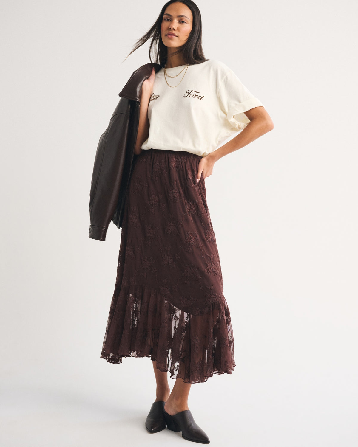 Abercrombie Embroidered Maxi Skirt