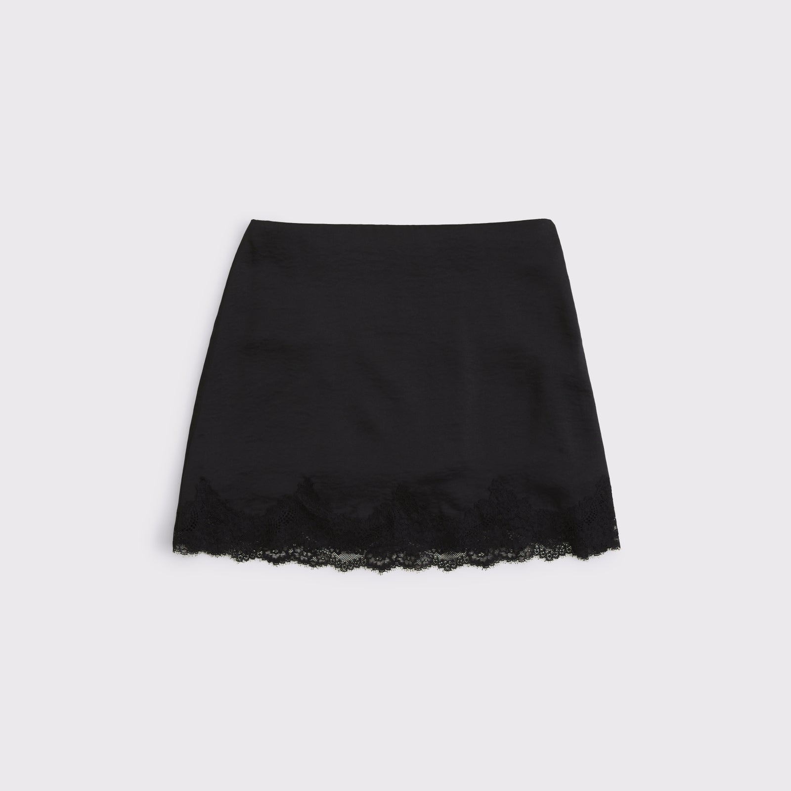 Abercrombie The A&F Scarlett Lace-Trim Satin Mini Skort
