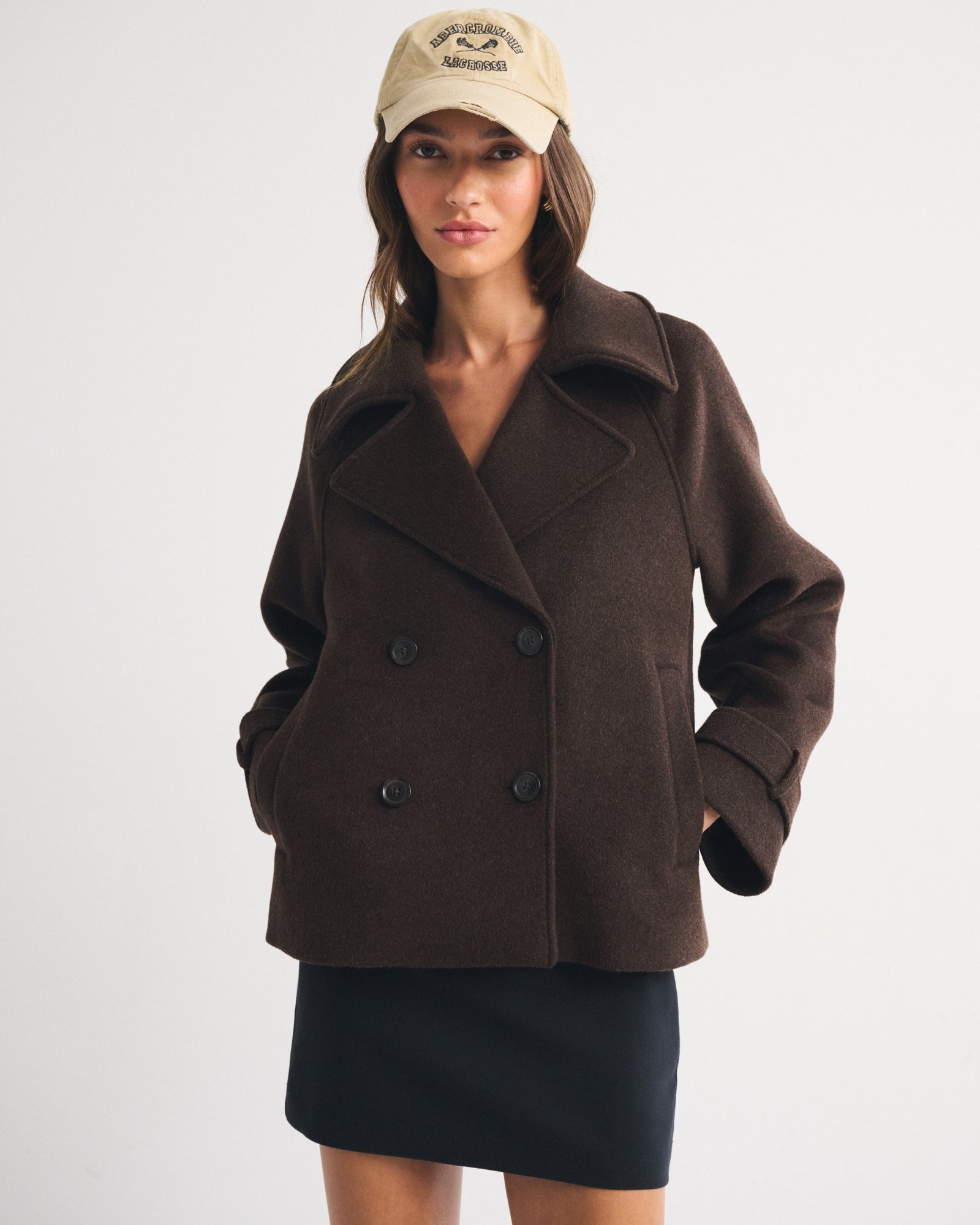Abercrombie A&F Carrie Short Wool-Blend Trench Coat