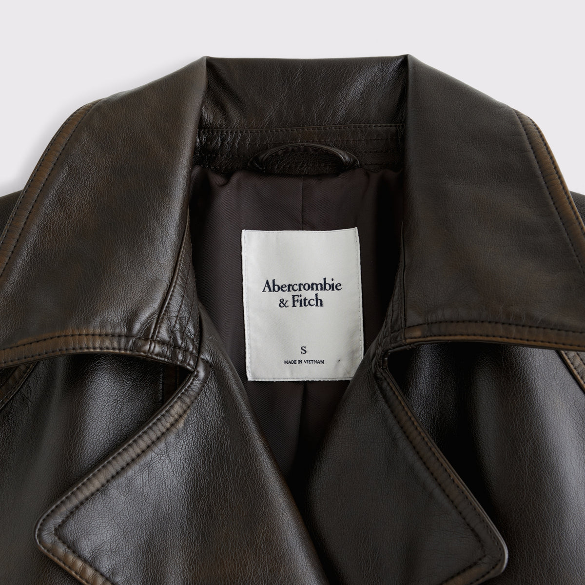 Abercrombie Short Belted Vegan Leather Trench Coat