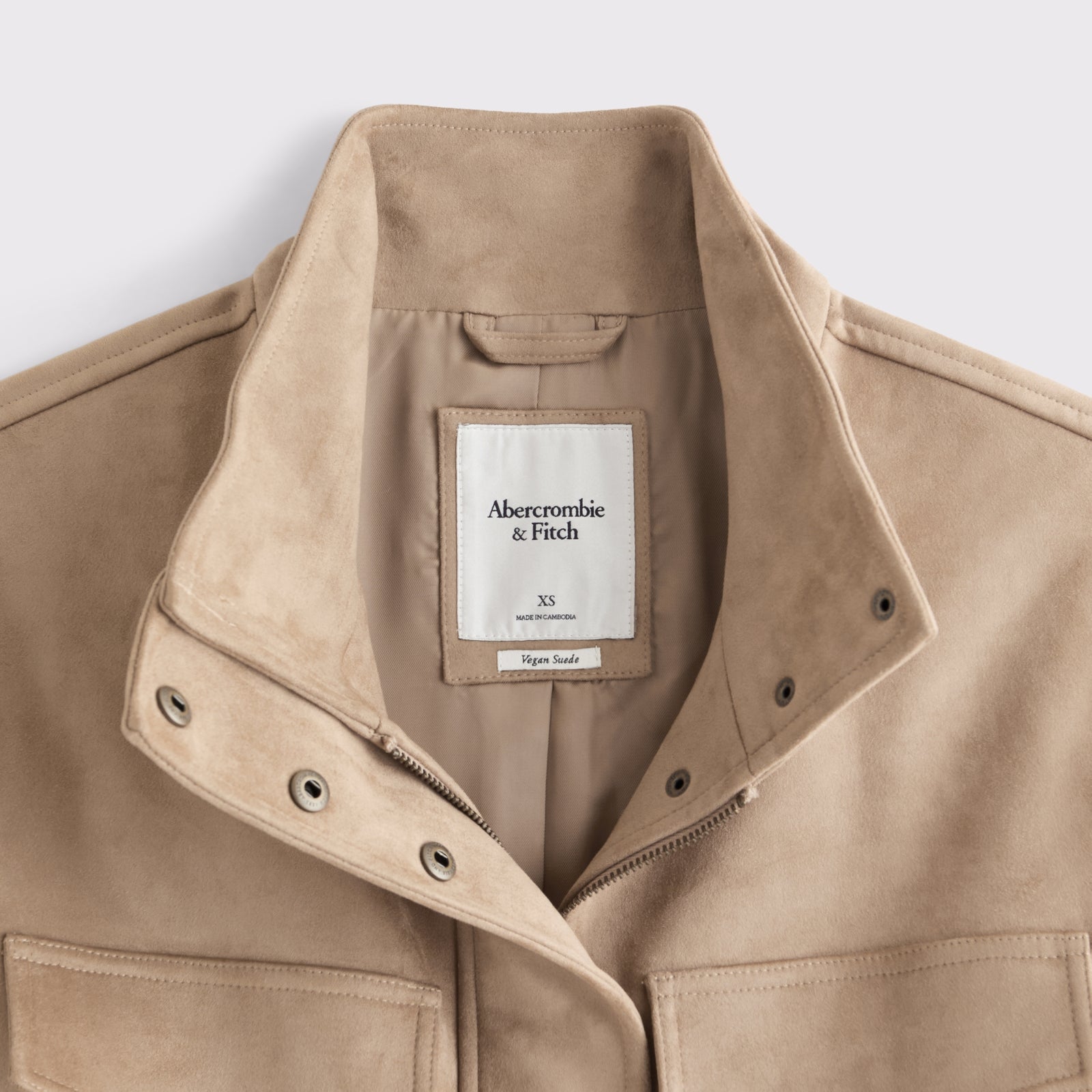 Abercrombie Vegan Suede Cinched Mock Neck Jacket