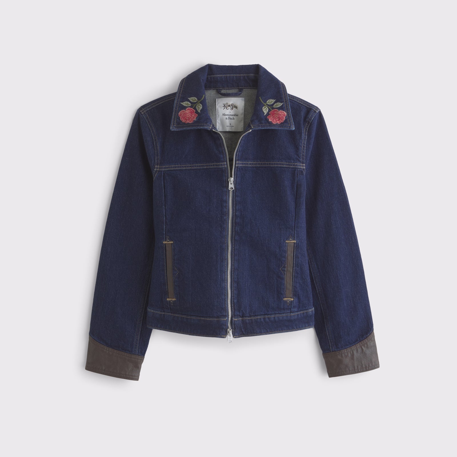 Abercrombie Embroidered Denim Zip-Up Jacket