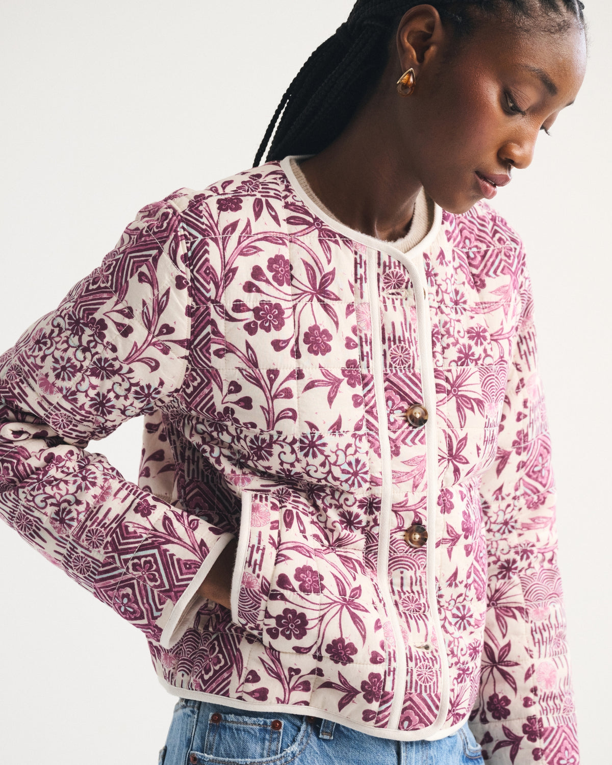 Abercrombie Collarless Quilted Jacket