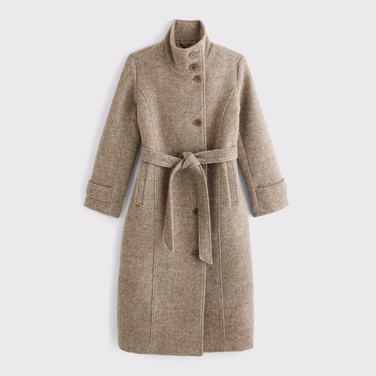 Abercrombie Funnel Neck Wool-Blend Long Coat
