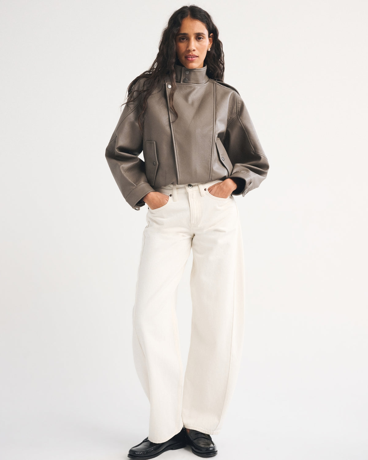 Abercrombie A&F West Village Vegan Leather Bomber Jacket