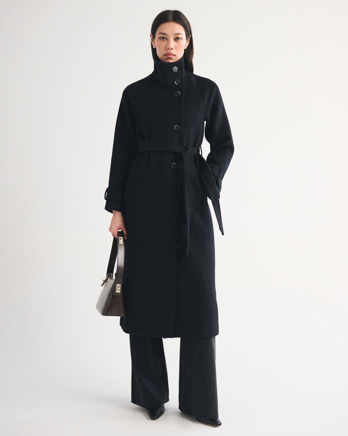 Abercrombie Funnel Neck Wool-Blend Long Coat
