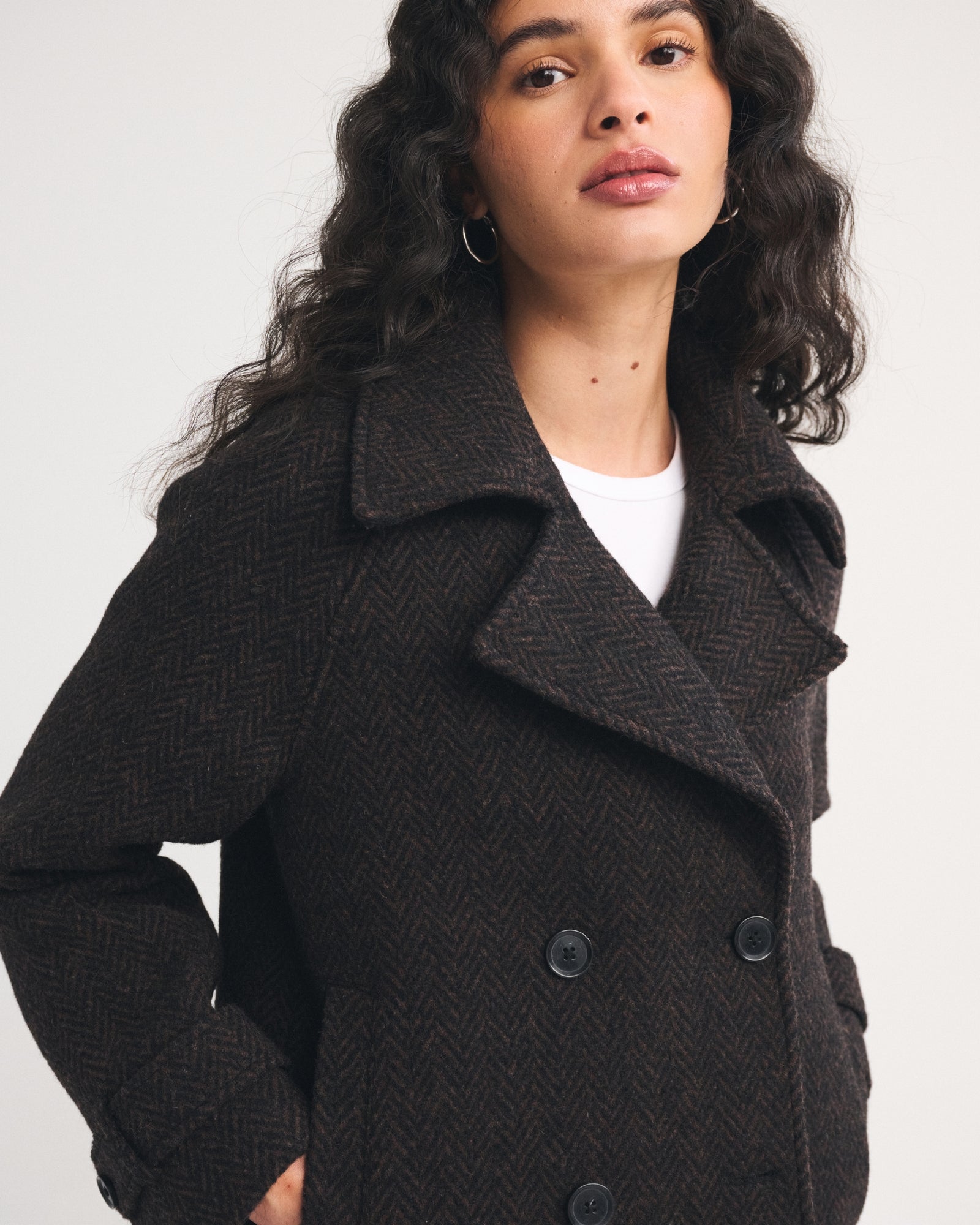 Abercrombie A&F Carrie Short Wool-Blend Trench Coat