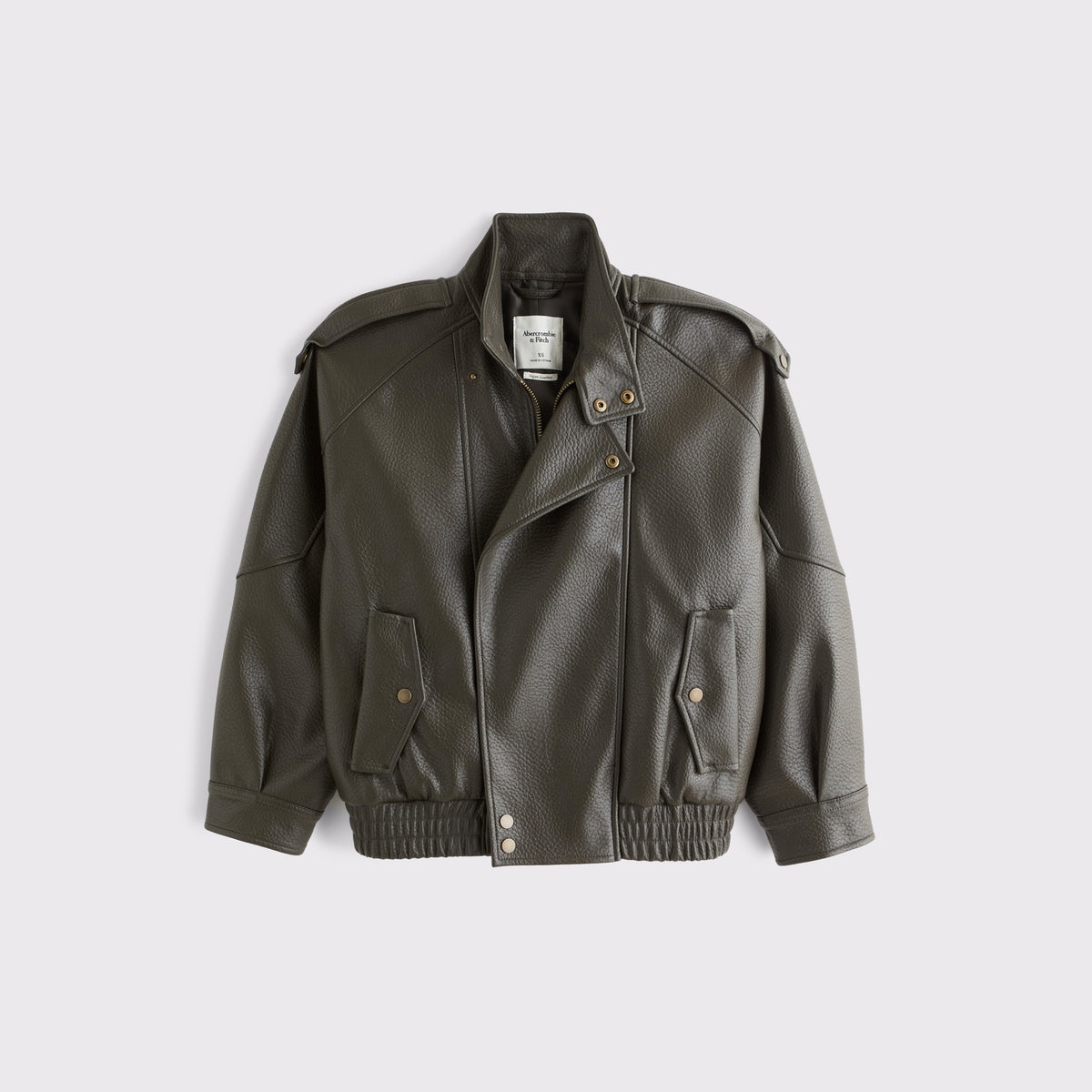 Abercrombie A&F West Village Vegan Leather Bomber Jacket