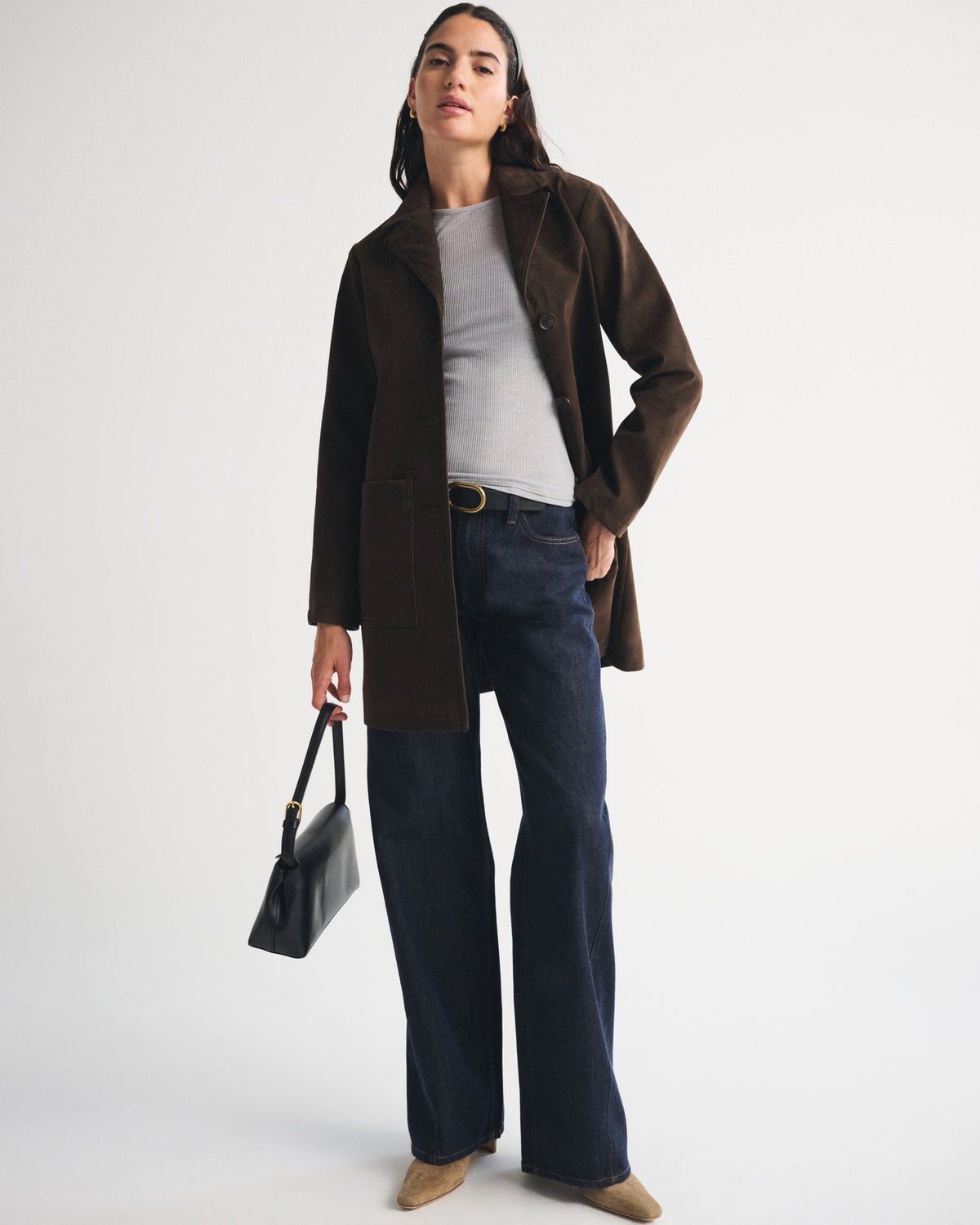 Abercrombie Longline Vegan Suede Jacket