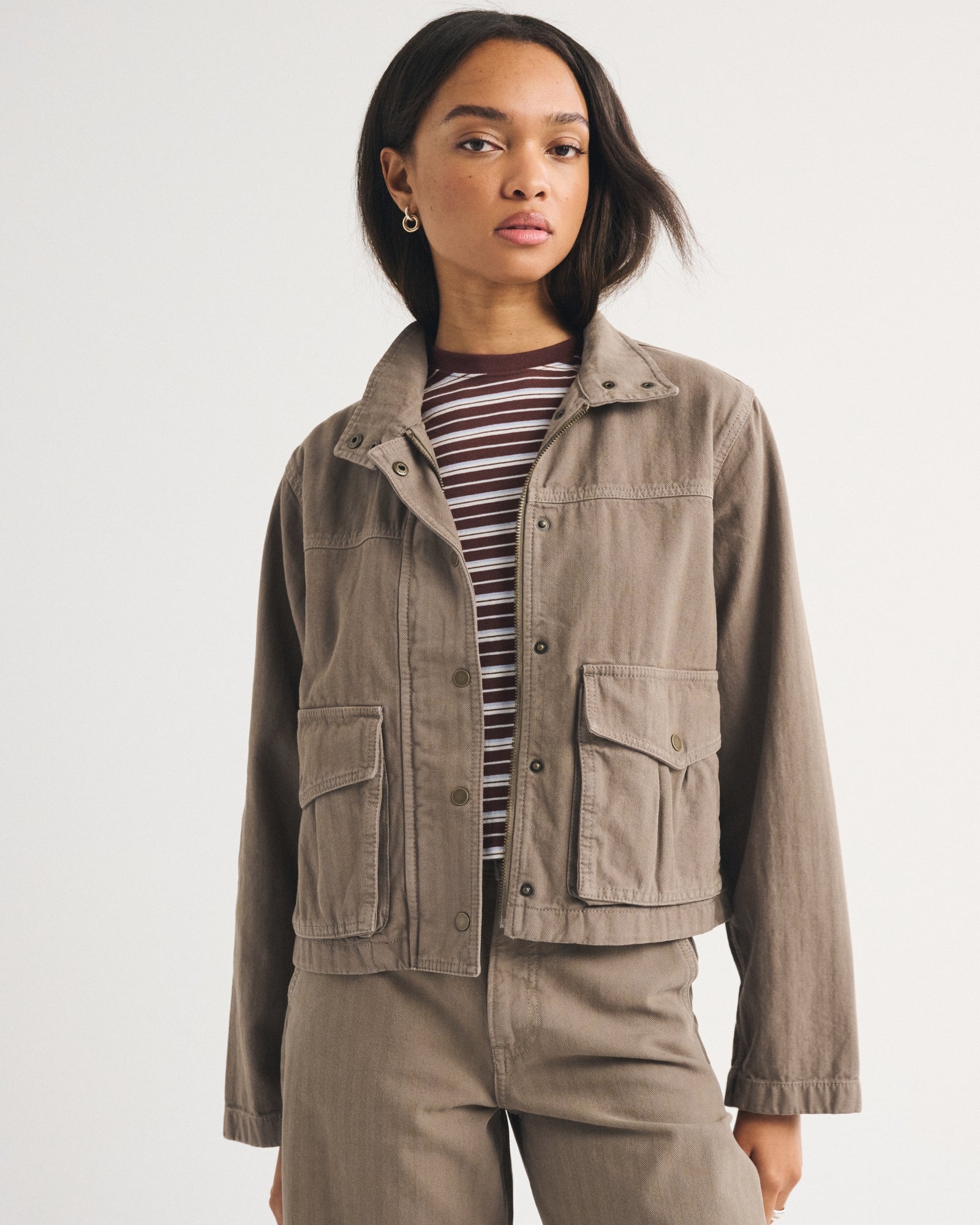 Abercrombie Mock Neck Denim Barn Jacket