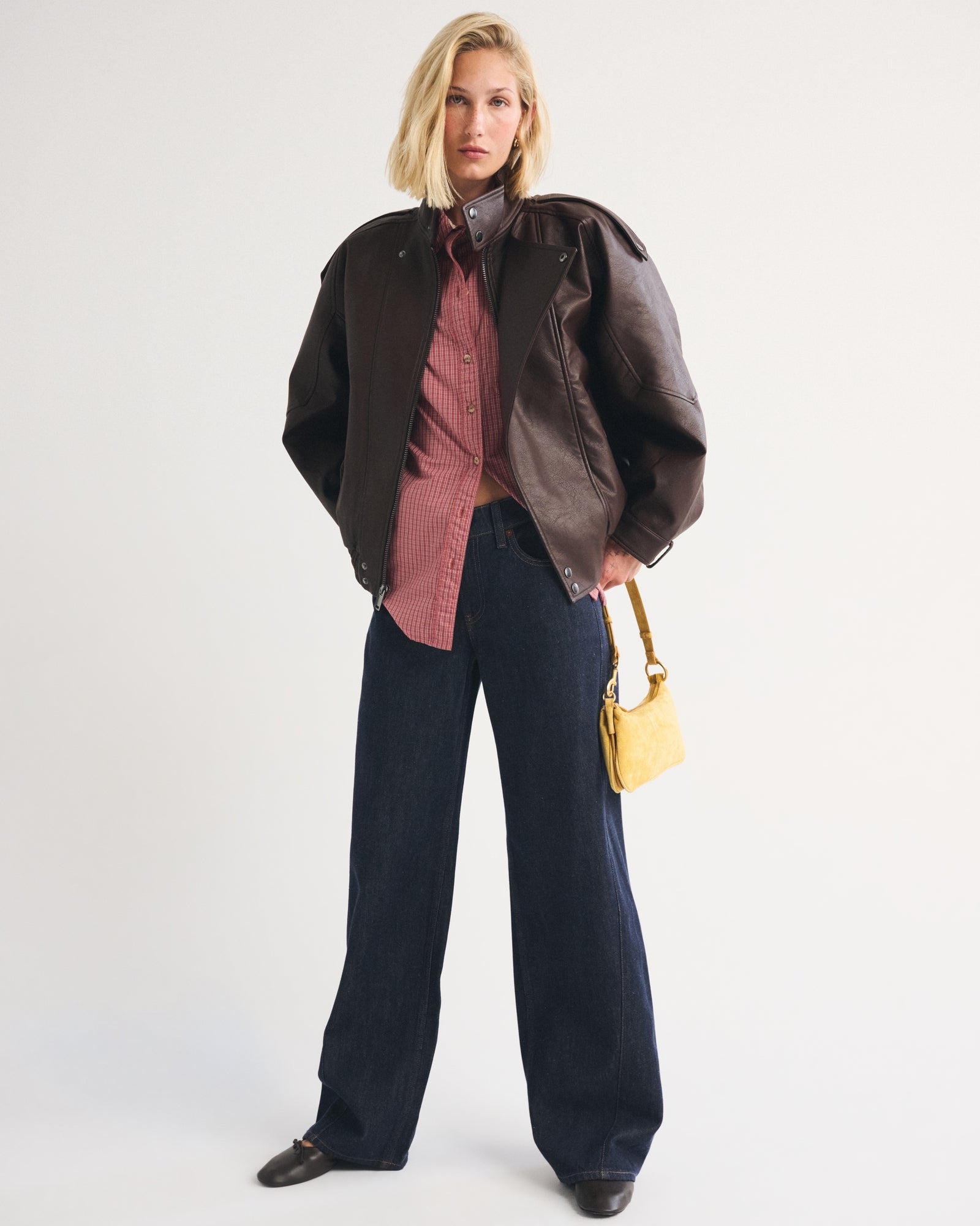 Abercrombie A&F West Village Vegan Leather Bomber Jacket