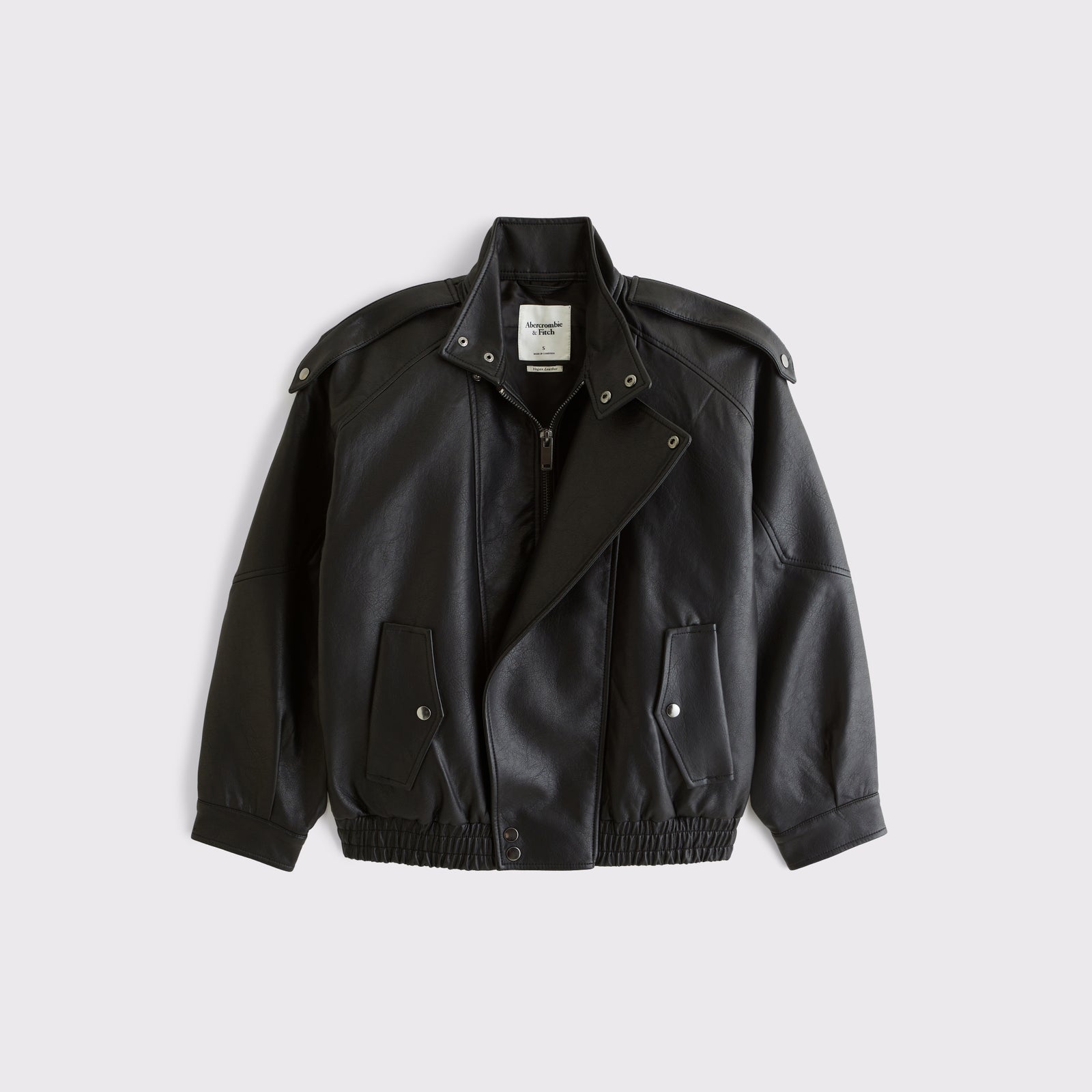 Abercrombie A&F West Village Vegan Leather Bomber Jacket