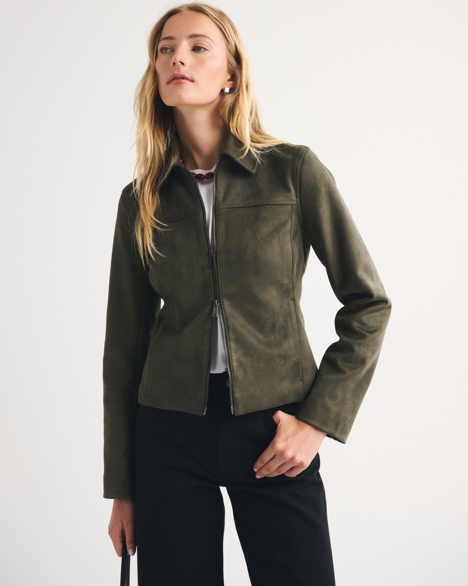 Abercrombie Slim Zip Vegan Suede Jacket