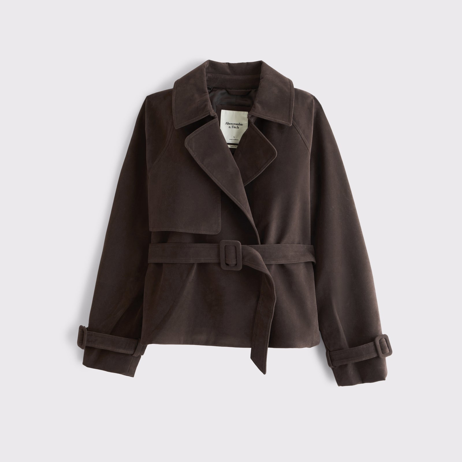 Abercrombie Short Belted Vegan Suede Trench Coat