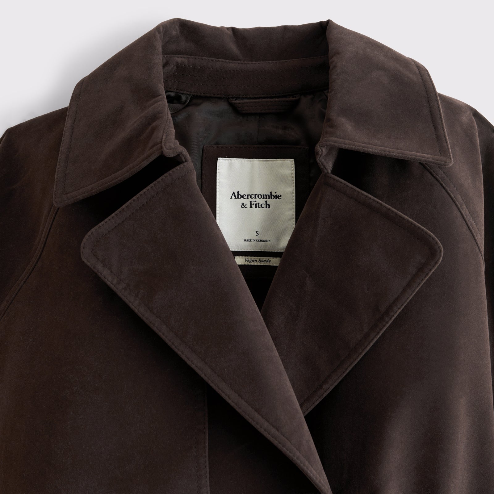 Abercrombie Short Belted Vegan Suede Trench Coat