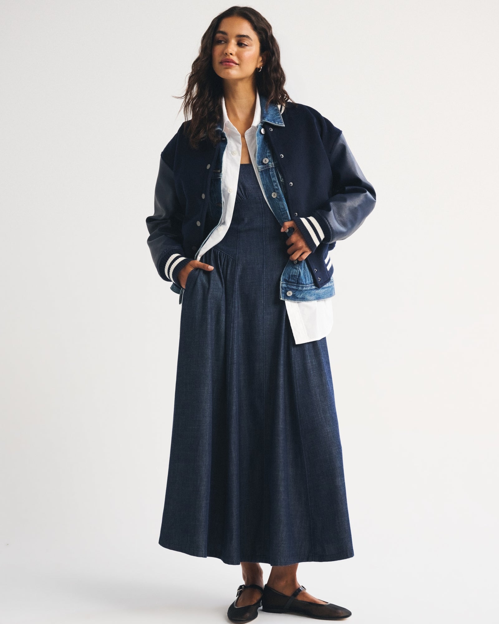 Abercrombie Wool-Blend Varsity Bomber Jacket