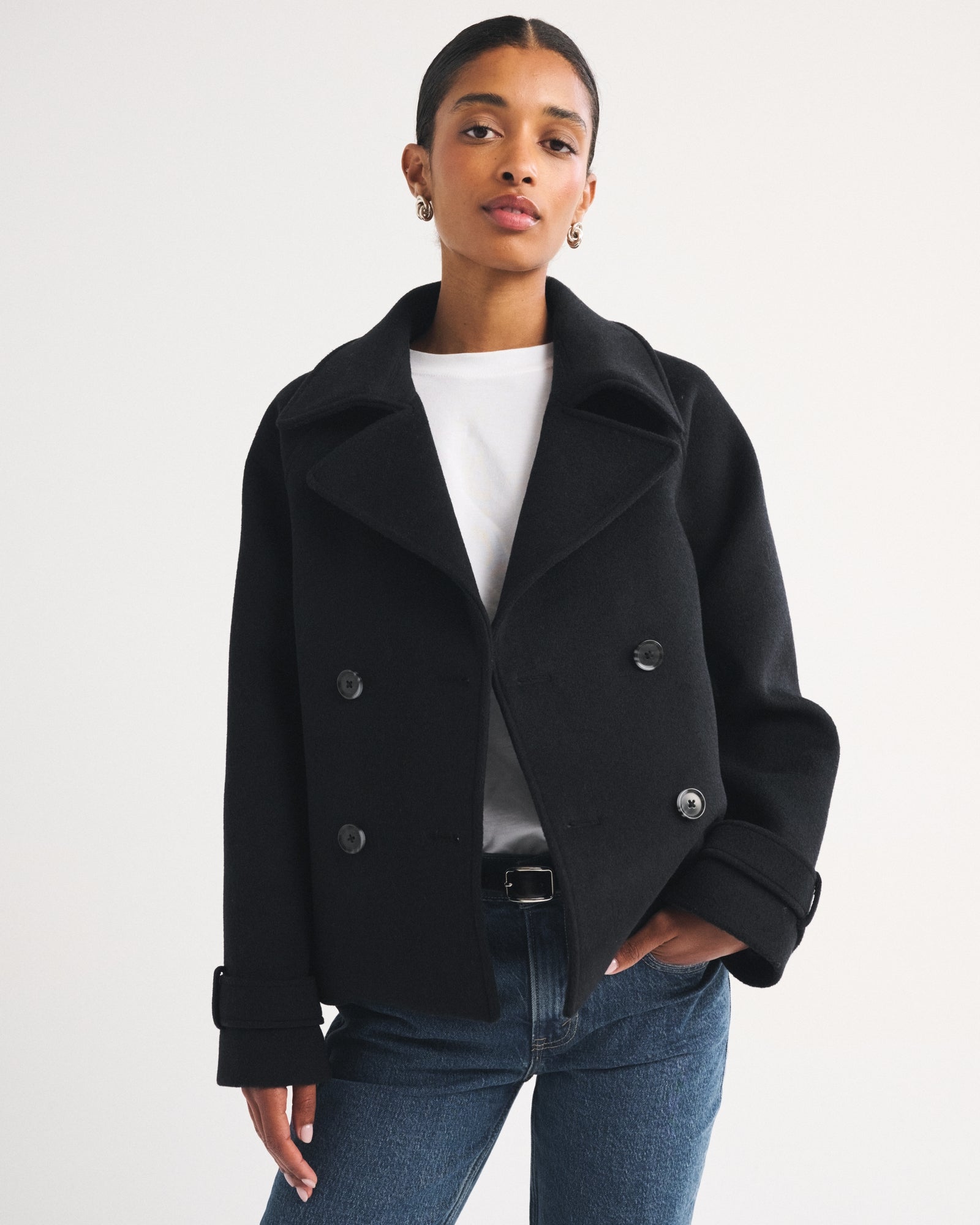 Abercrombie A&F Carrie Short Wool-Blend Trench Coat