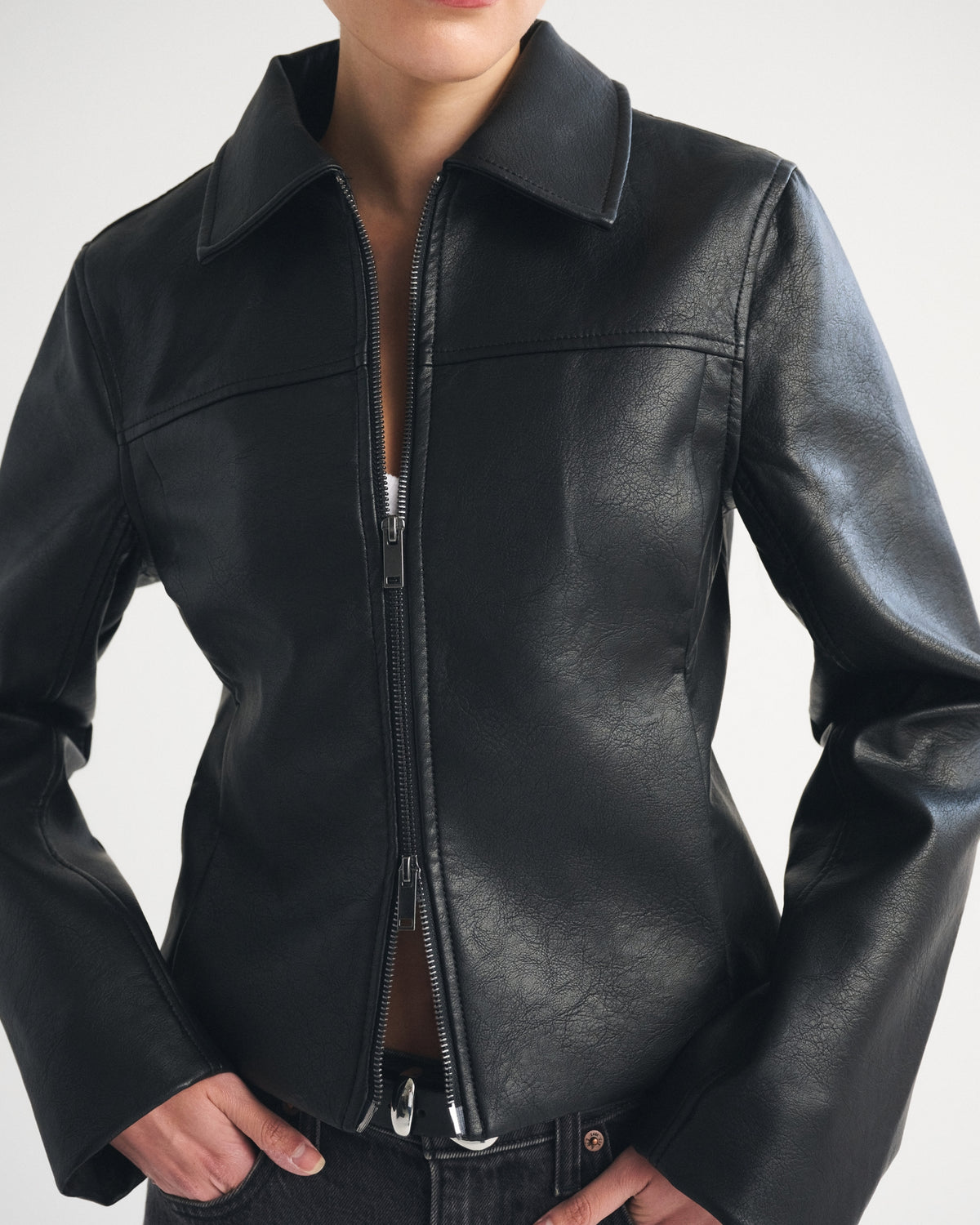 Abercrombie Slim Zip Vegan Leather Jacket