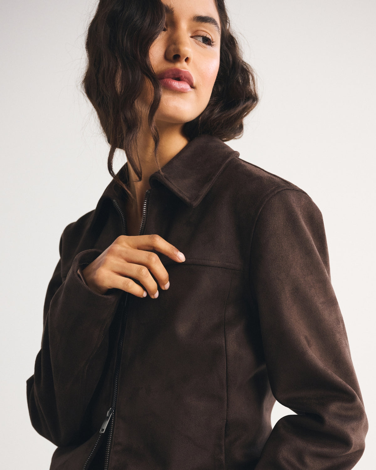 Abercrombie Slim Zip Vegan Suede Jacket