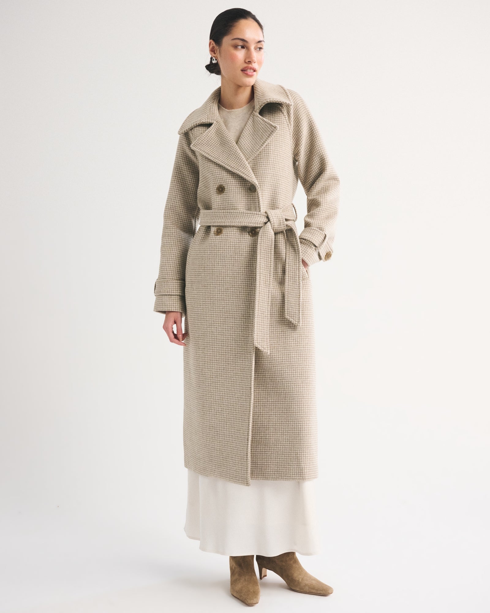Abercrombie A&F Carrie Wool-Blend Trench Coat