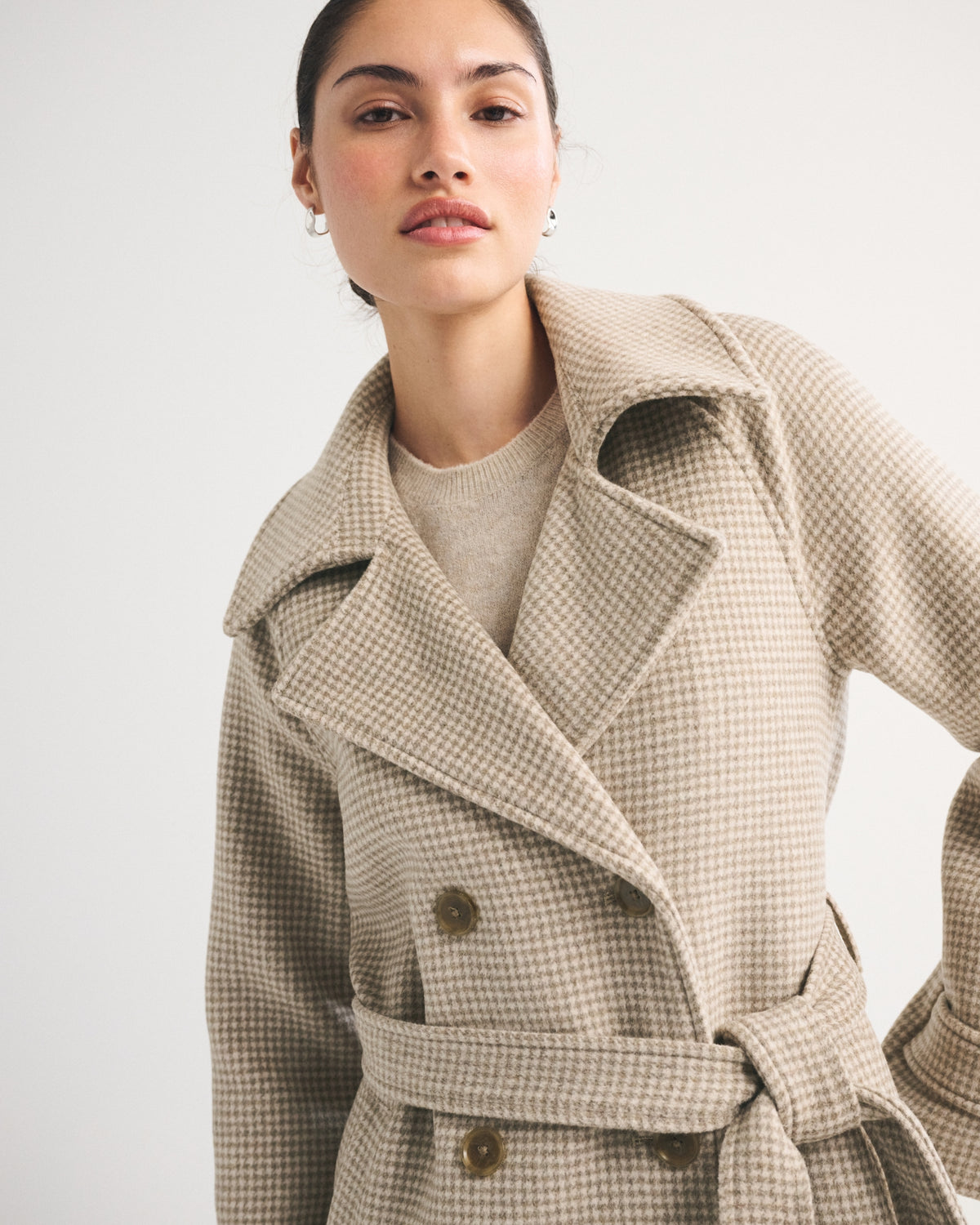 Abercrombie A&F Carrie Wool-Blend Trench Coat