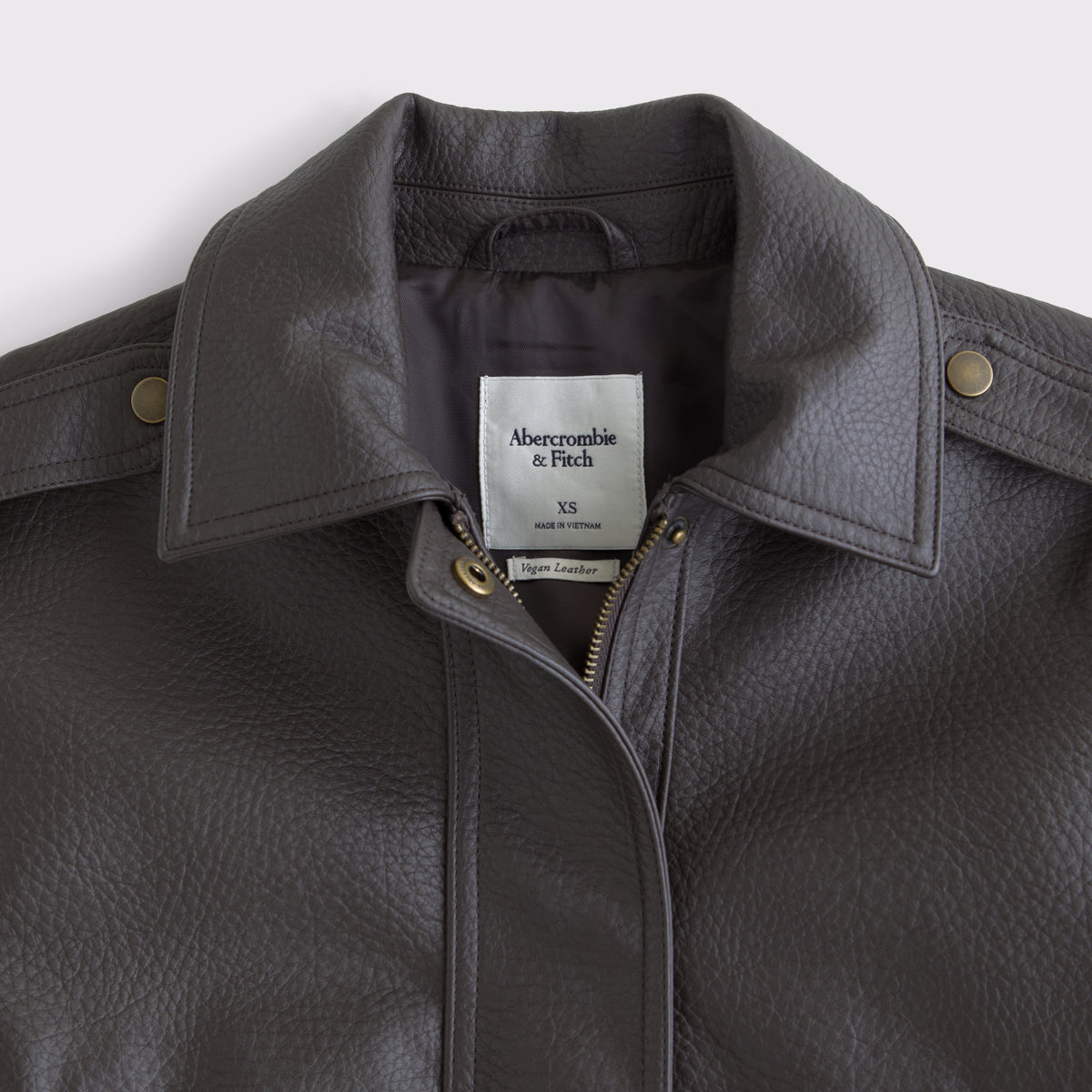 Abercrombie Shrunken Vegan Leather Bomber Jacket