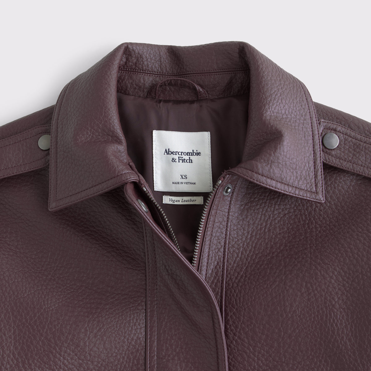 Abercrombie Shrunken Vegan Leather Bomber Jacket