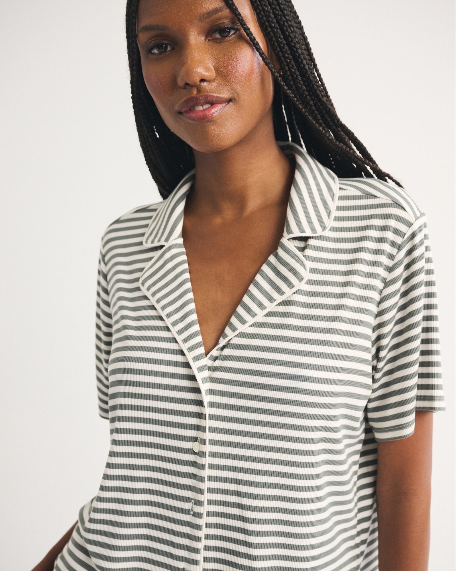 Abercrombie Modal-Blend Lounge Rib Button-Through Shirt