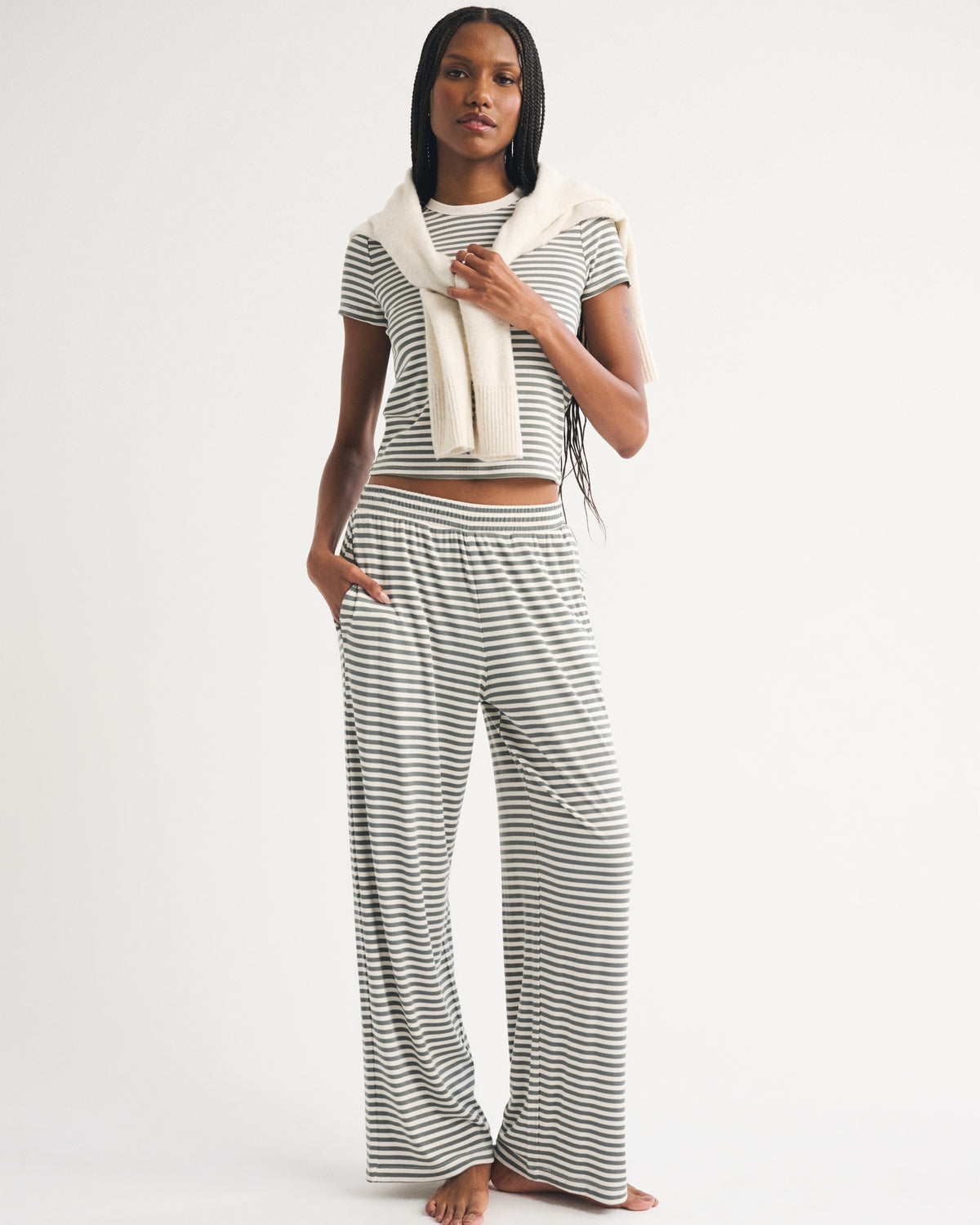 Abercrombie Lounge Ribbed Wide Leg Sweatpant