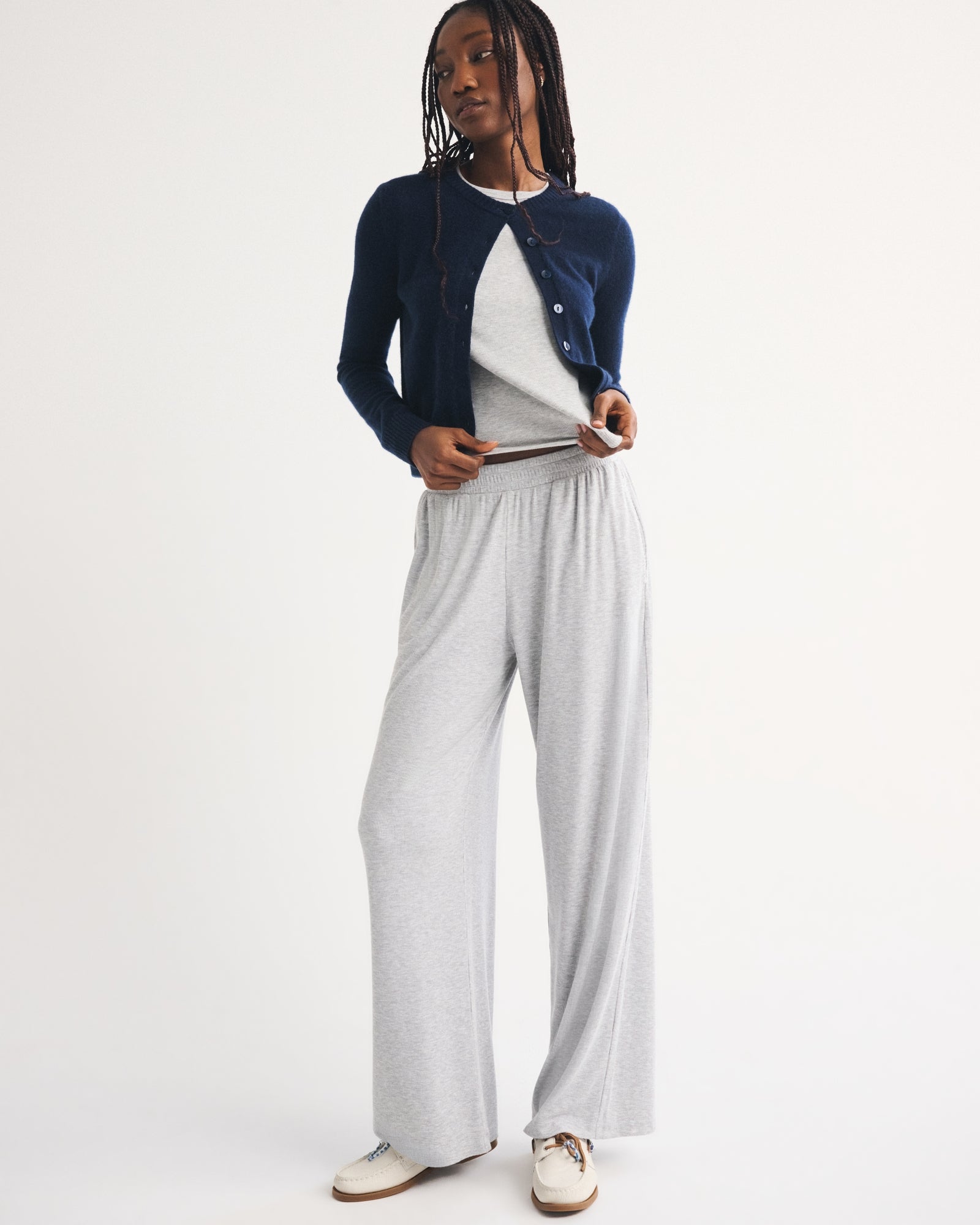 Abercrombie Lounge Ribbed Wide Leg Sweatpant