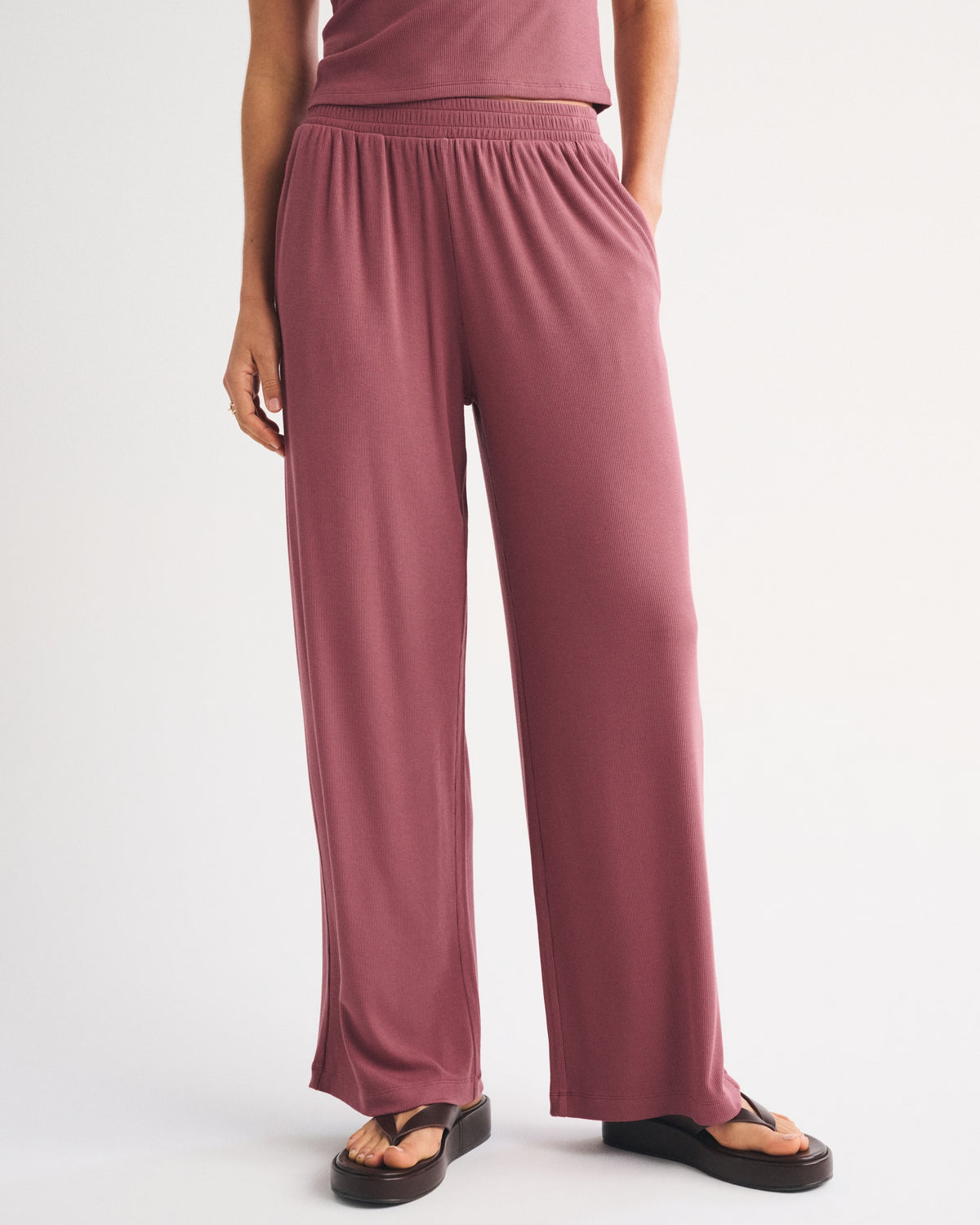 Abercrombie Lounge Ribbed Wide Leg Sweatpant