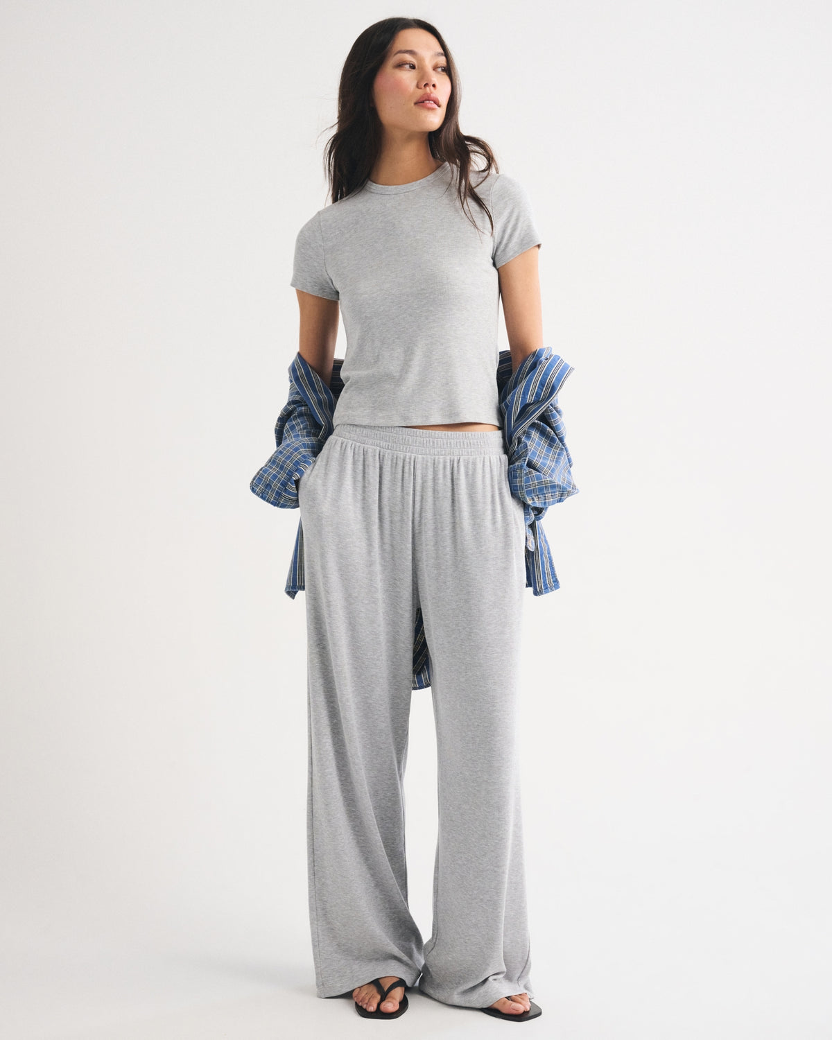 Abercrombie Lounge Ribbed Wide Leg Sweatpant