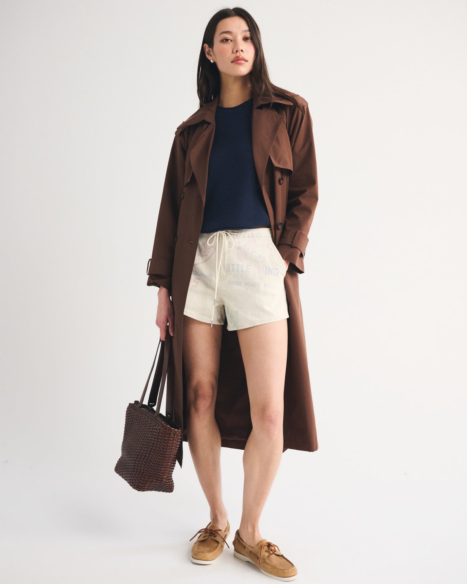 Abercrombie High Rise Linen-Blend Denim Short