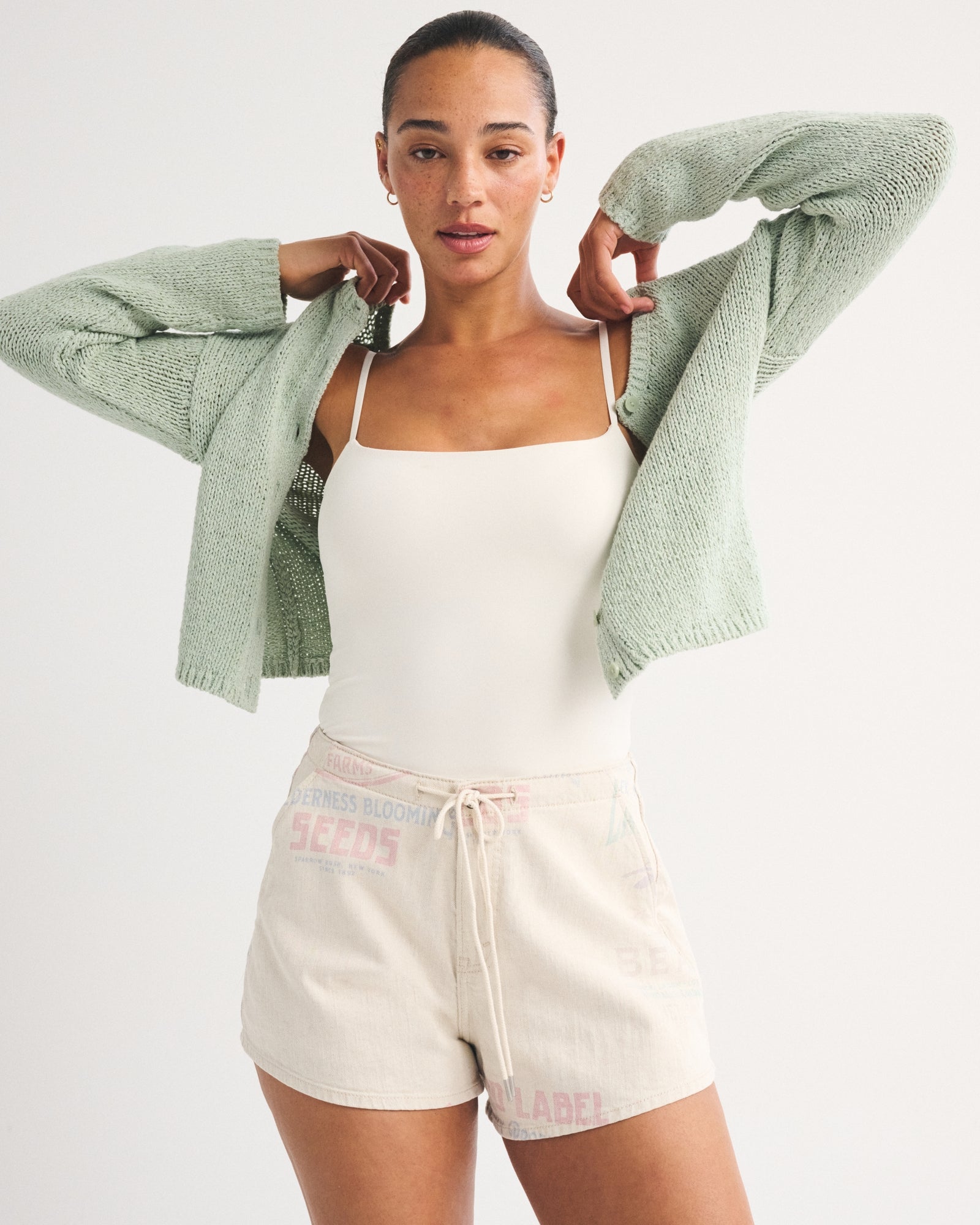 Abercrombie Curve Love High Rise Linen-Blend Denim Short