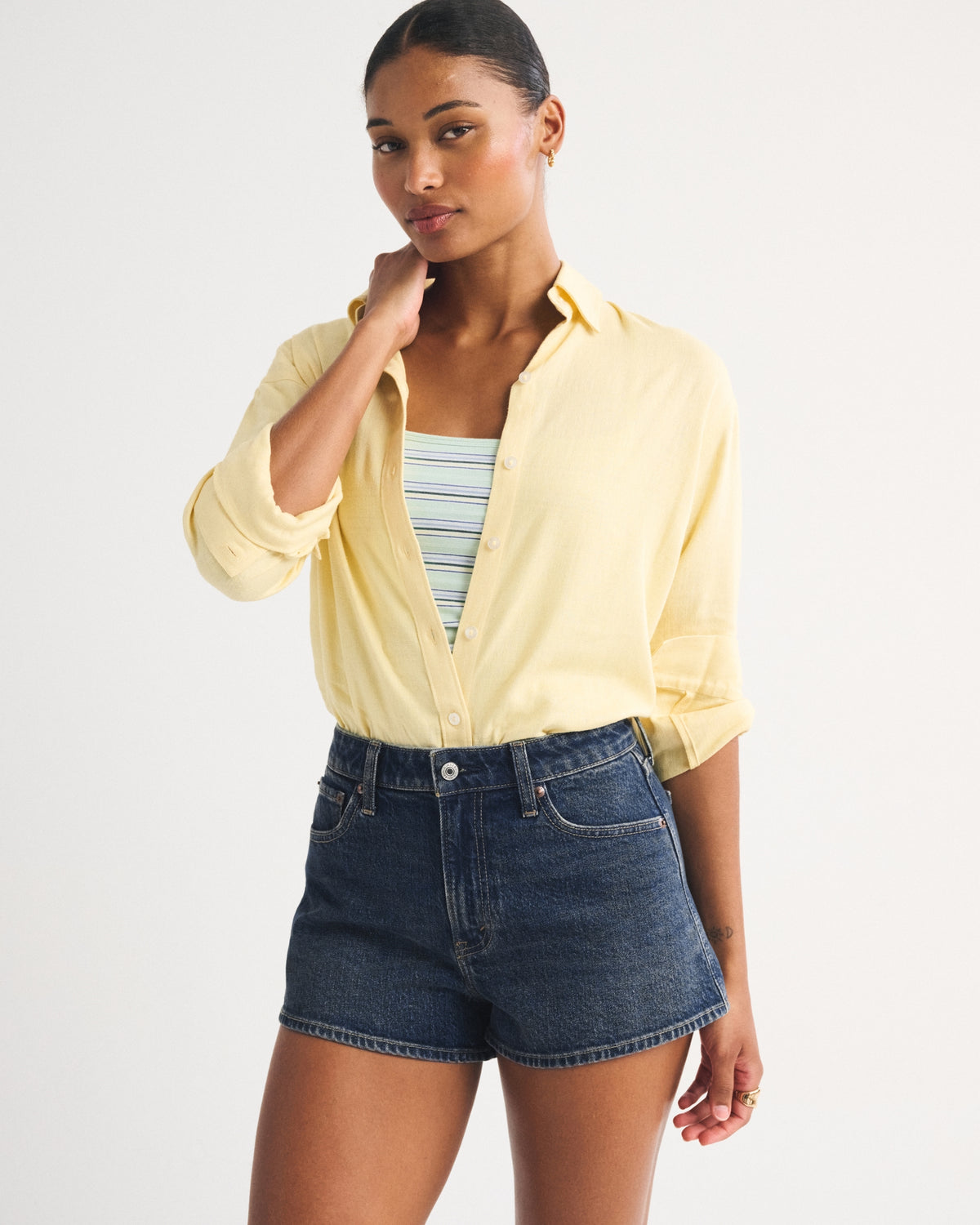 Abercrombie Curve Love High Rise Denim Micro Short