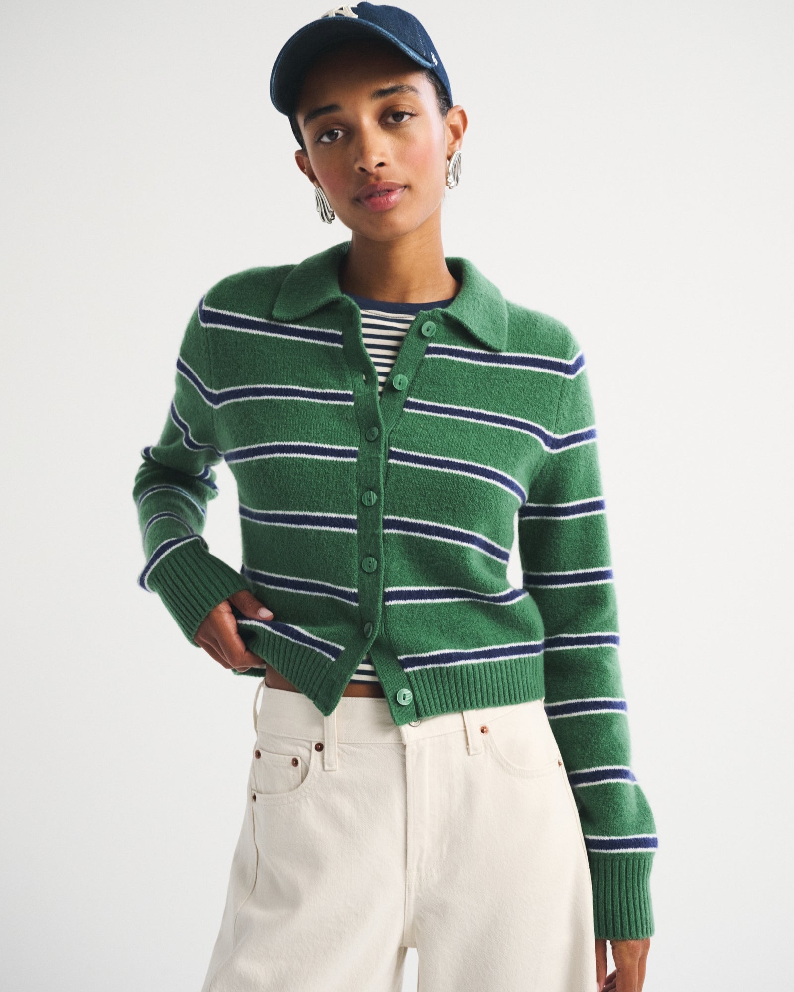 Abercrombie Merino Wool-Blend Shrunken Collared Cardigan