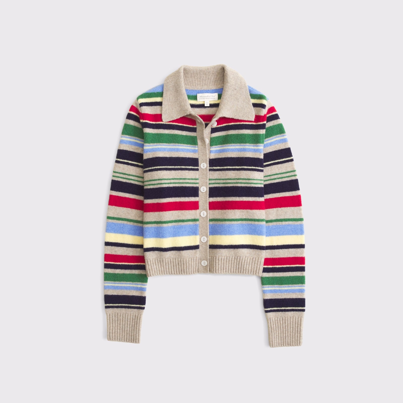 Abercrombie Merino Wool-Blend Shrunken Collared Cardigan