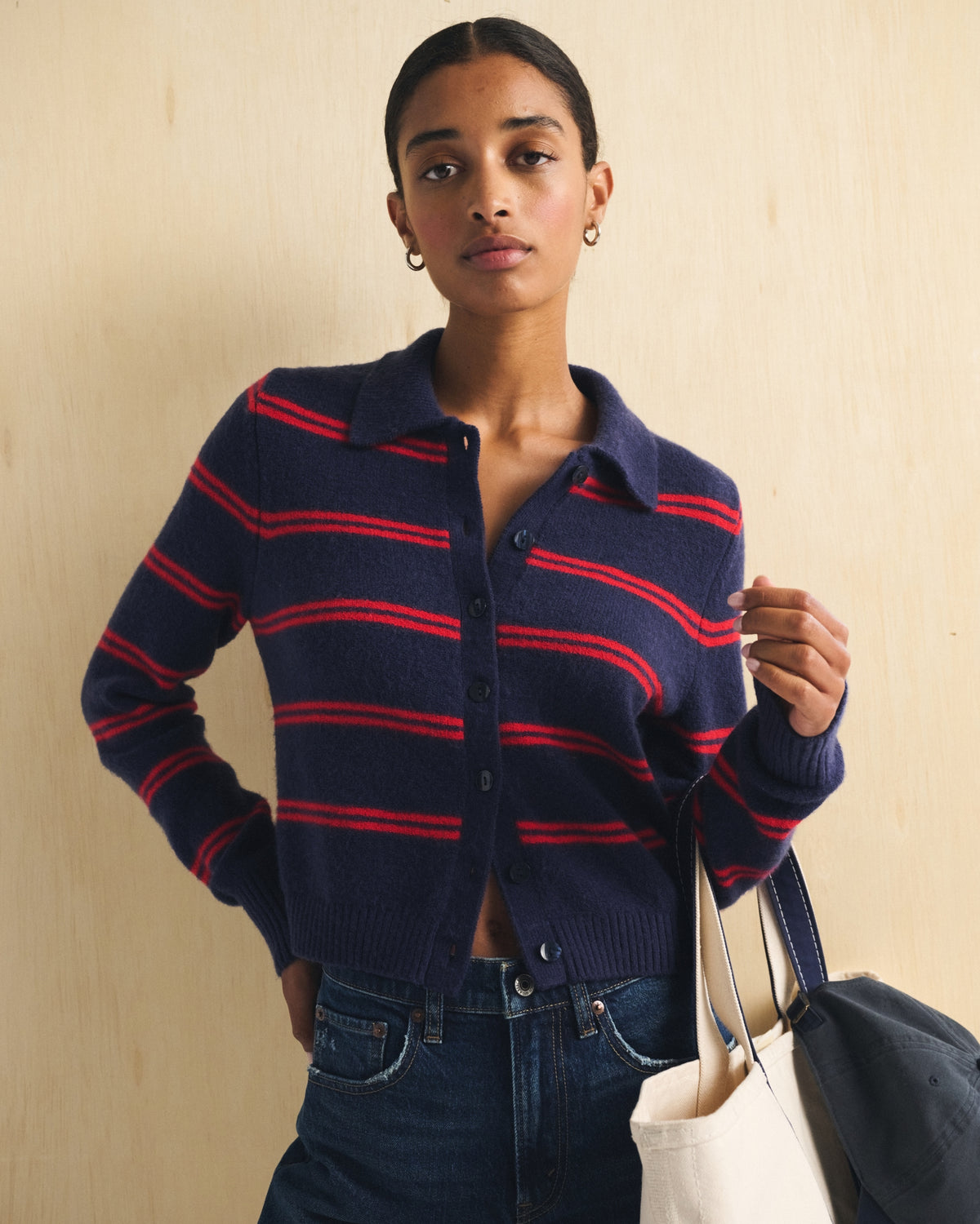 Abercrombie Merino Wool-Blend Shrunken Collared Cardigan