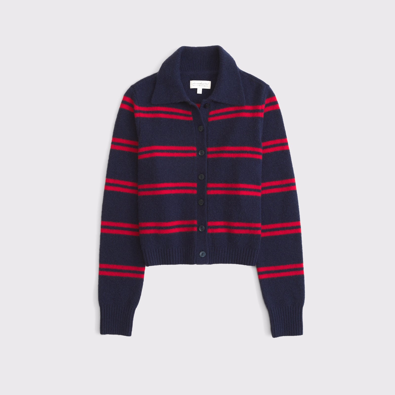 Abercrombie Merino Wool-Blend Shrunken Collared Cardigan