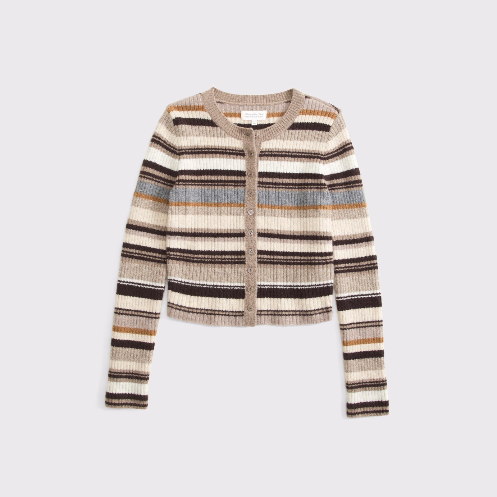 Abercrombie Merino Wool-Blend Shrunken Crew Cardigan