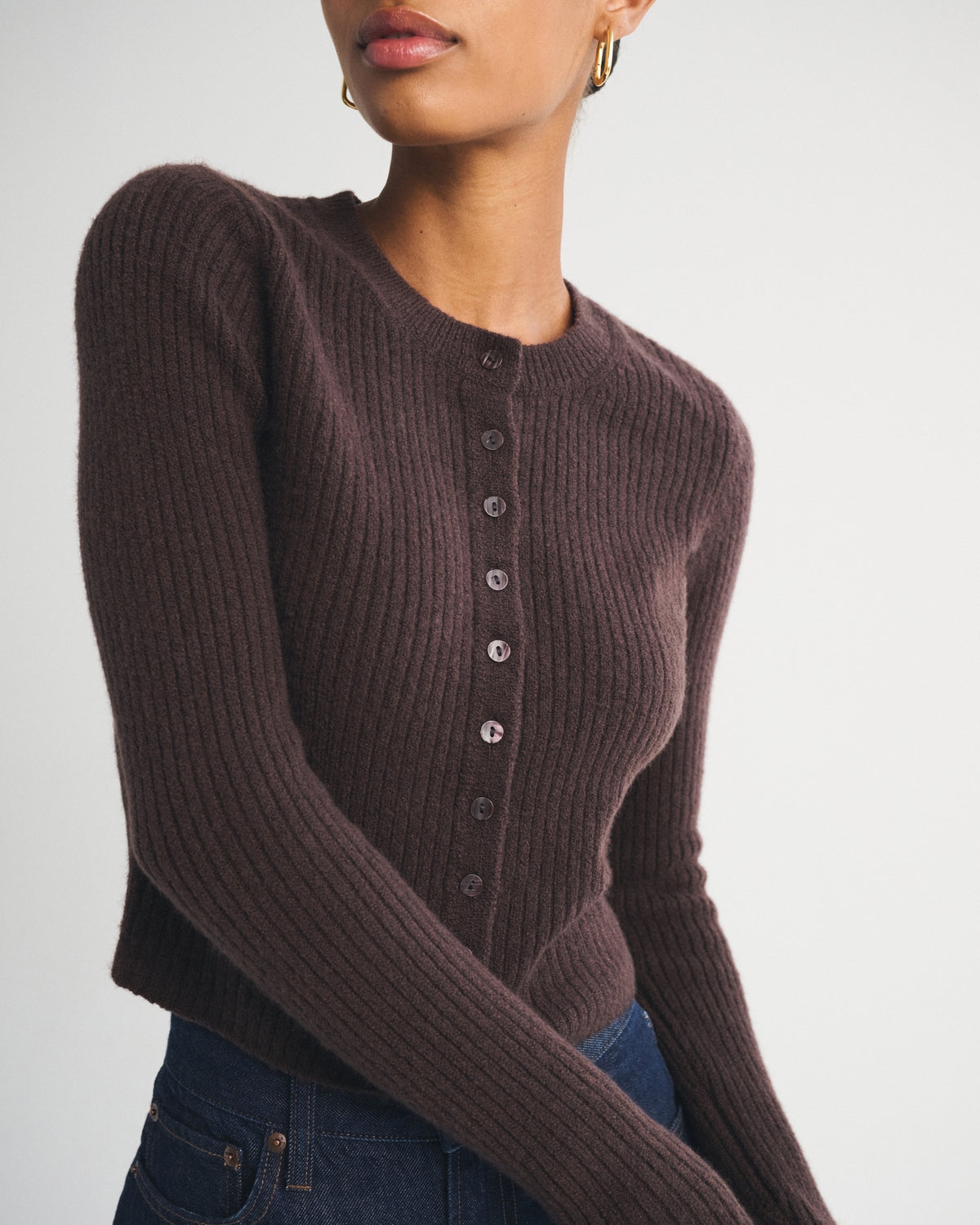 Abercrombie Merino Wool-Blend Shrunken Crew Cardigan