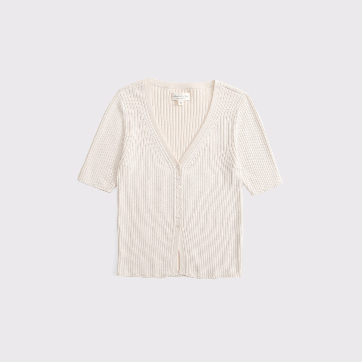 Abercrombie 100% Cotton Rib Half-Sleeve Cardigan