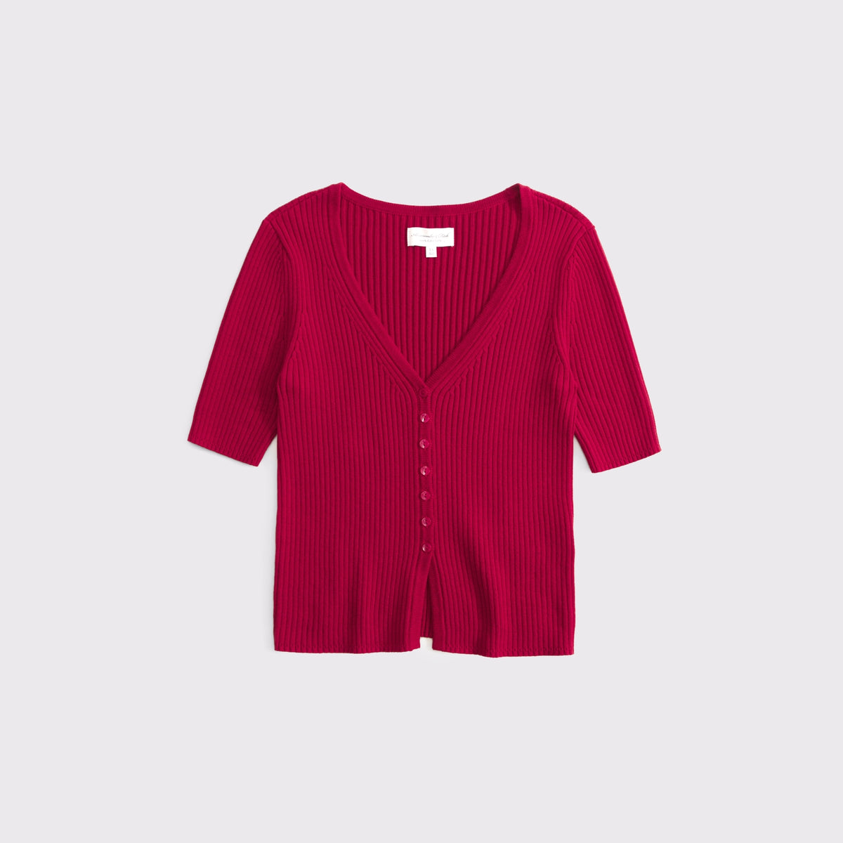 Abercrombie 100% Cotton Rib Half-Sleeve Cardigan